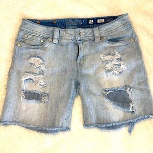 Miss Me Light Blue Ripped Jean Shorts